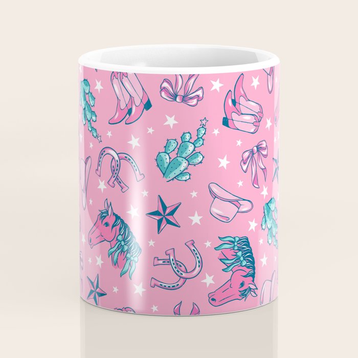 Cowgirl Christmas - pink and teal Coffee Mug Gallery Image 4