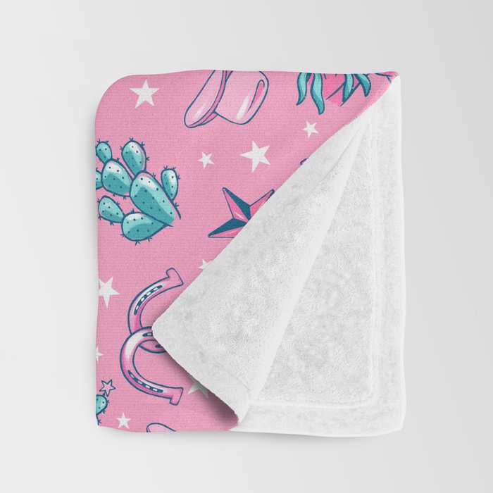 Cowgirl Christmas - pink and teal Throw Blanket Gallery Image 3