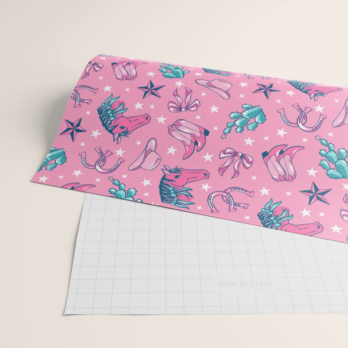 Cowgirl Christmas - pink and teal Wrapping Paper Gallery Image 2
