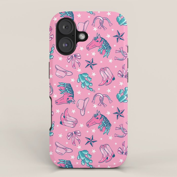 Cowgirl Christmas - pink and teal iPhone Case Gallery Image 1