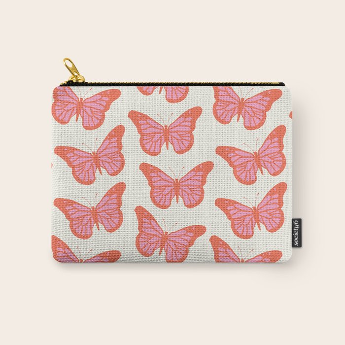 Pink and Orange Butterflies Pattern  Carry All Pouch Gallery Image 1