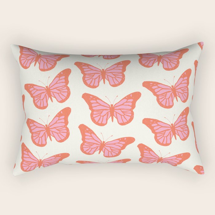 Pink and Orange Butterflies Pattern  Rectangular Pillow Gallery Image 2