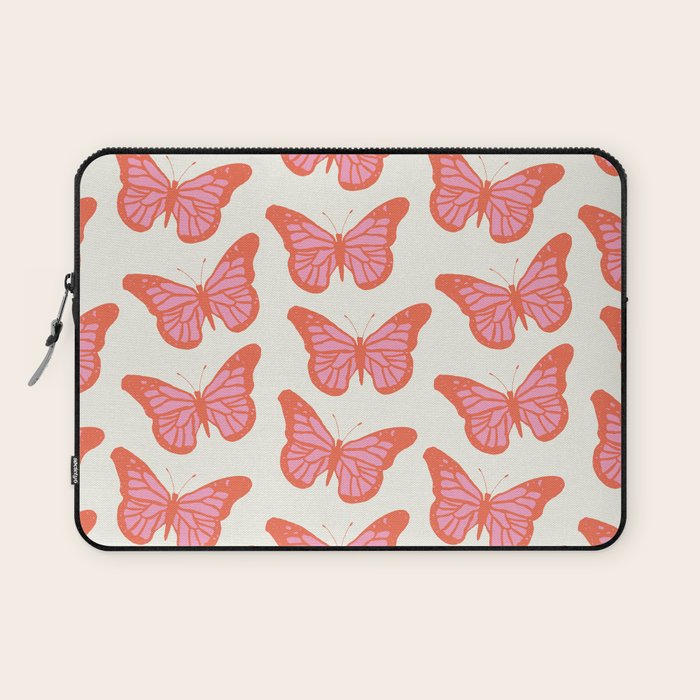 Pink and Orange Butterflies Pattern  Laptop Sleeve Gallery Image 1