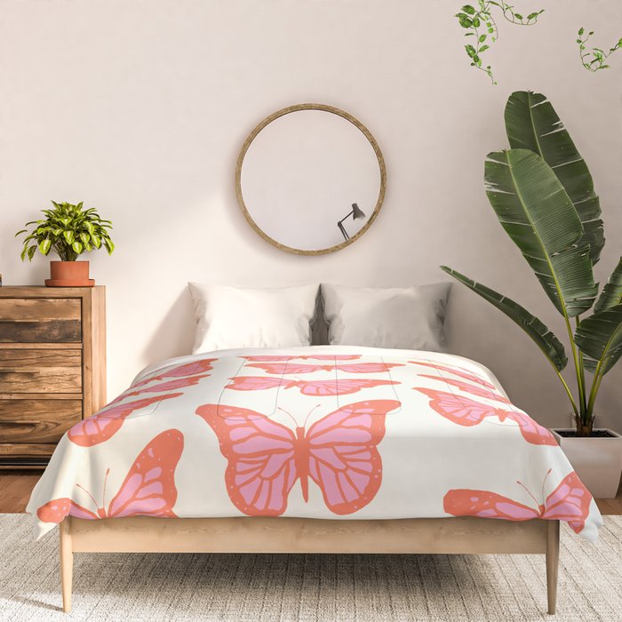 Pink and Orange Butterflies Pattern  Comforter Gallery Image 3