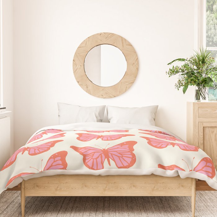 Pink and Orange Butterflies Pattern  Duvet Cover Gallery Image 3