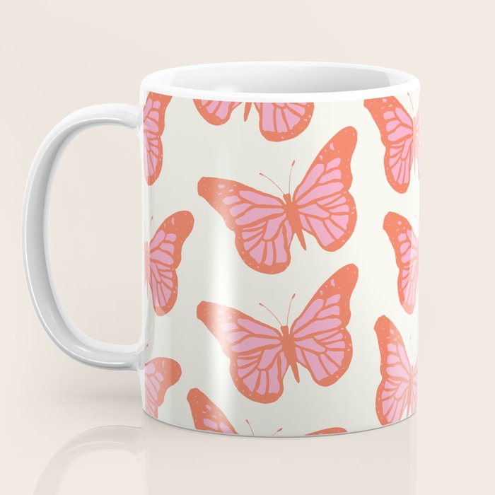 Pink and Orange Butterflies Pattern  Coffee Mug Gallery Image 3