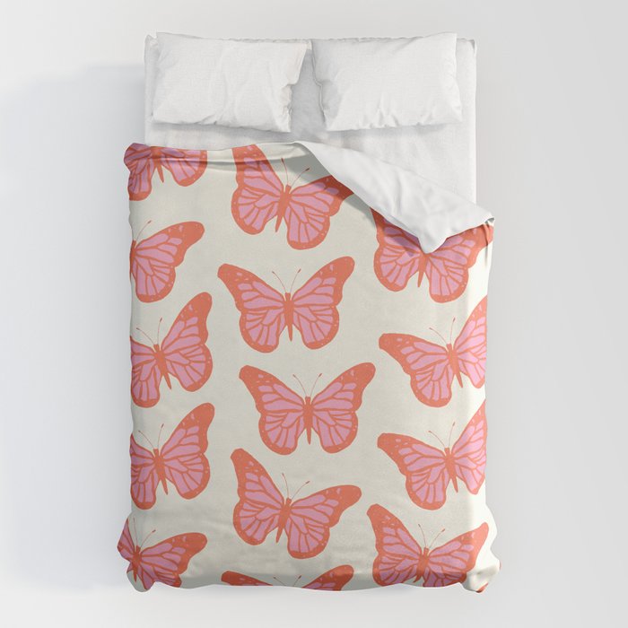 Pink and Orange Butterflies Pattern  Duvet Cover Gallery Image 6