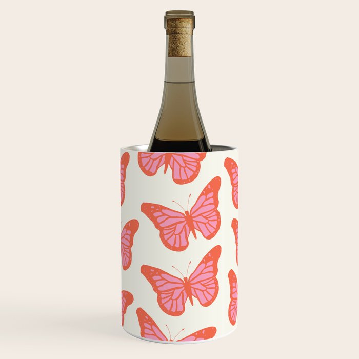Pink and Orange Butterflies Pattern  Wine Chiller Gallery Image 3