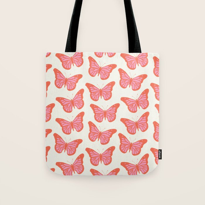 Pink and Orange Butterflies Pattern  Tote Bag Gallery Image 1