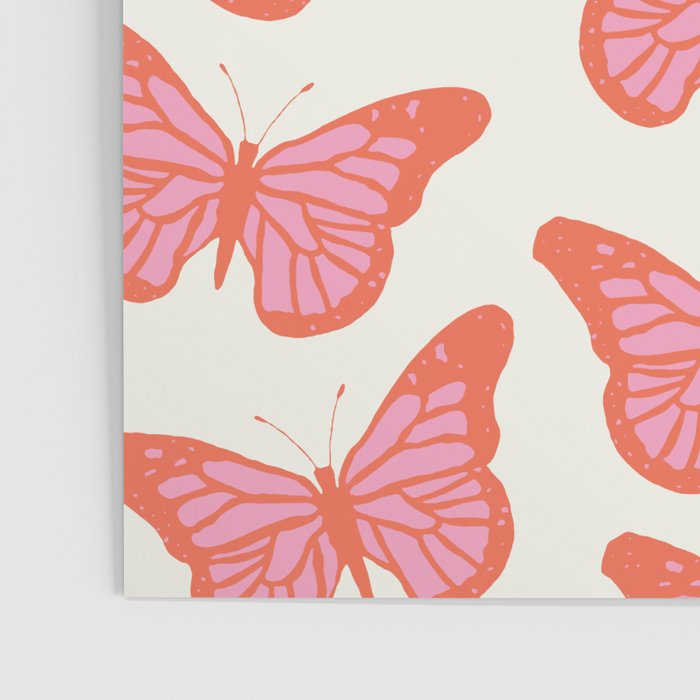 Pink and Orange Butterflies Pattern  Poster Gallery Image 3