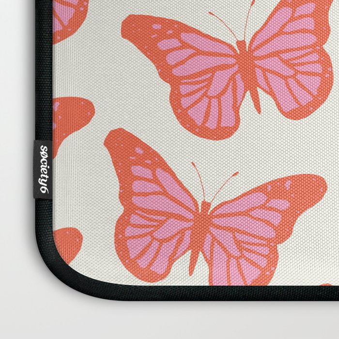 Pink and Orange Butterflies Pattern  Laptop Sleeve Gallery Image 3