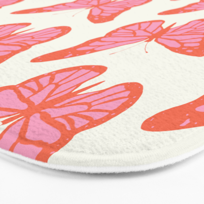 Pink and Orange Butterflies Pattern  Bath Mat Gallery Image 3