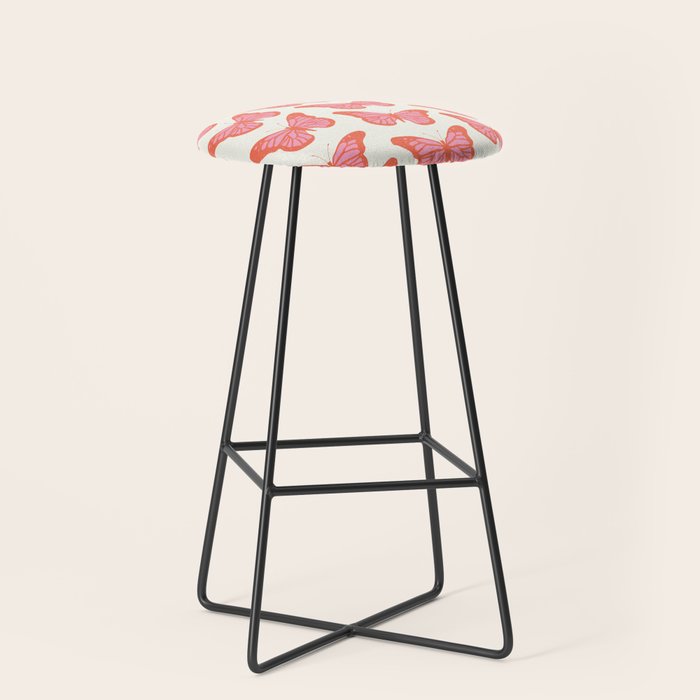 Pink and Orange Butterflies Pattern  Stool Gallery Image 1