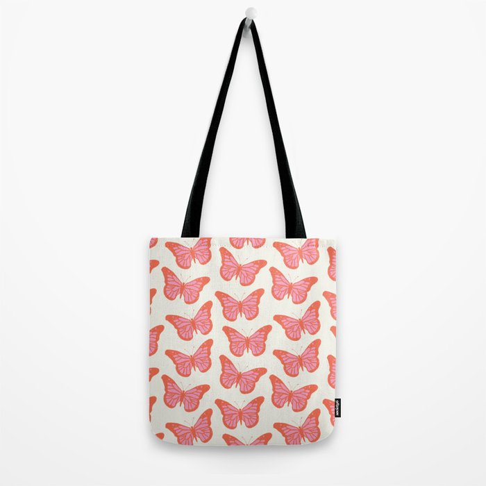Pink and Orange Butterflies Pattern  Tote Bag Gallery Image 2