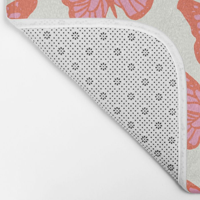 Pink and Orange Butterflies Pattern  Bath Mat Gallery Image 2