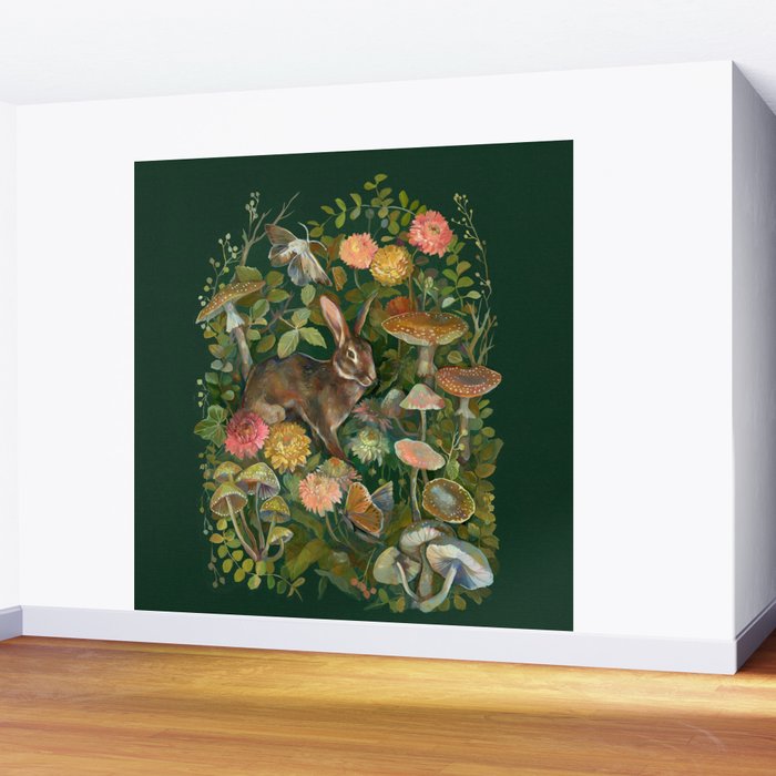 Zinnia Mushroom Garden Wall Mural Gallery Image 2
