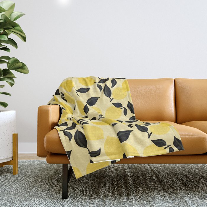 Seamless Citrus Pattern / Lemons Throw Blanket Gallery Image 1