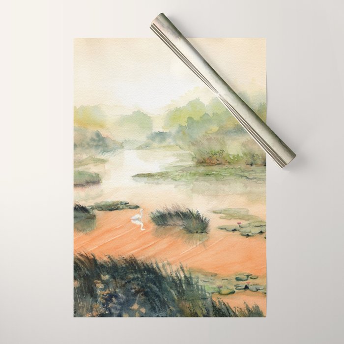 Egret On The Marsh Wrapping Paper Gallery Image 1