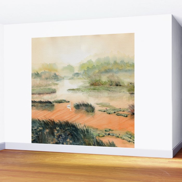 Egret On The Marsh Wall Mural Gallery Image 2