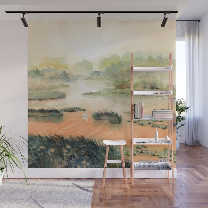 Egret On The Marsh Wall Mural Gallery Image 1