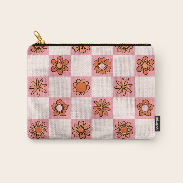 Fall Flower Print in Pink Carry All Pouch Gallery Image 1