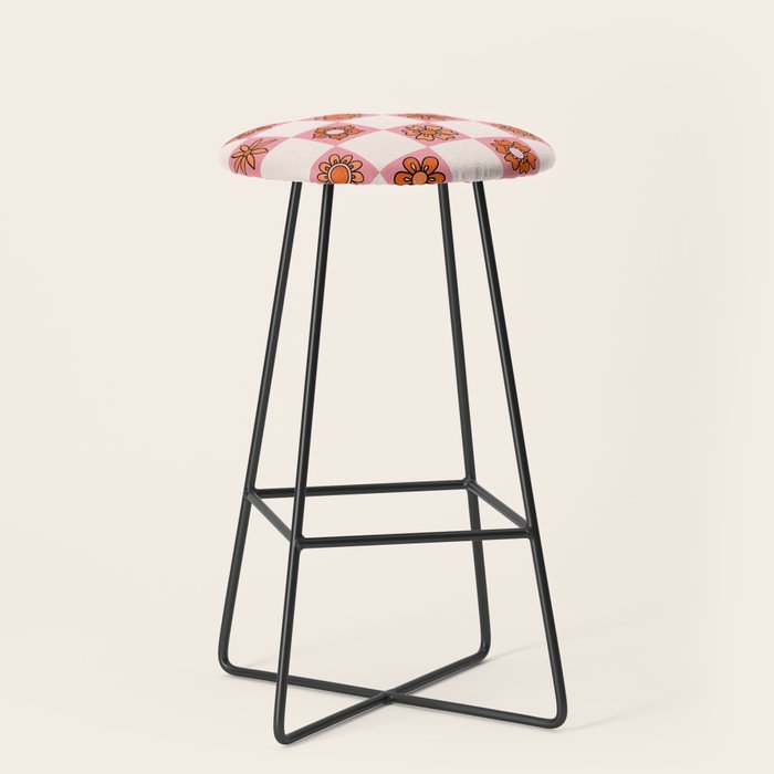 Fall Flower Print in Pink Stool Gallery Image 1