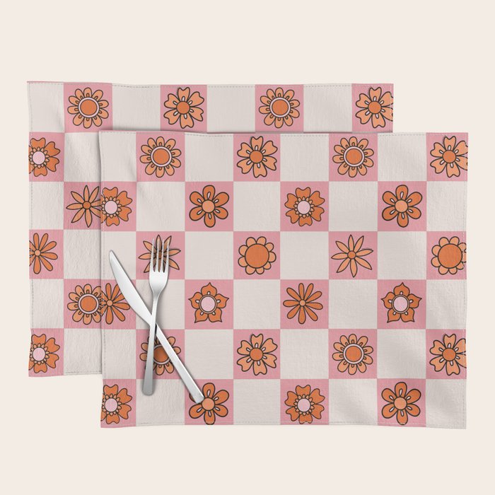 Fall Flower Print in Pink Placemat Gallery Image 1