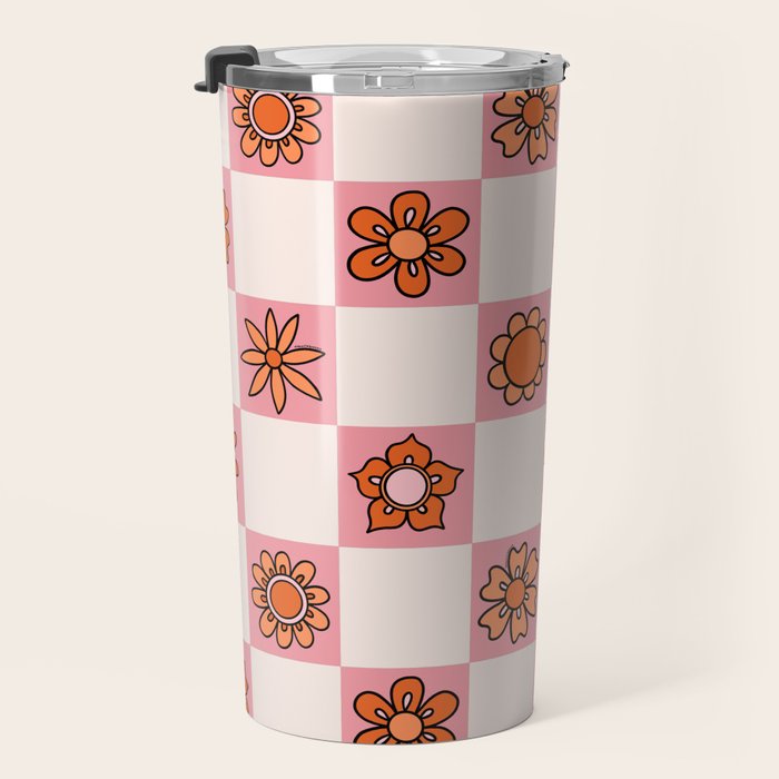 Fall Flower Print in Pink Travel Mug Gallery Image 3
