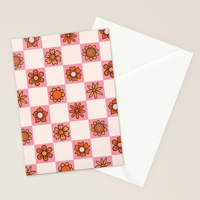 Fall Flower Print in Pink Stationery Card Gallery Image 2
