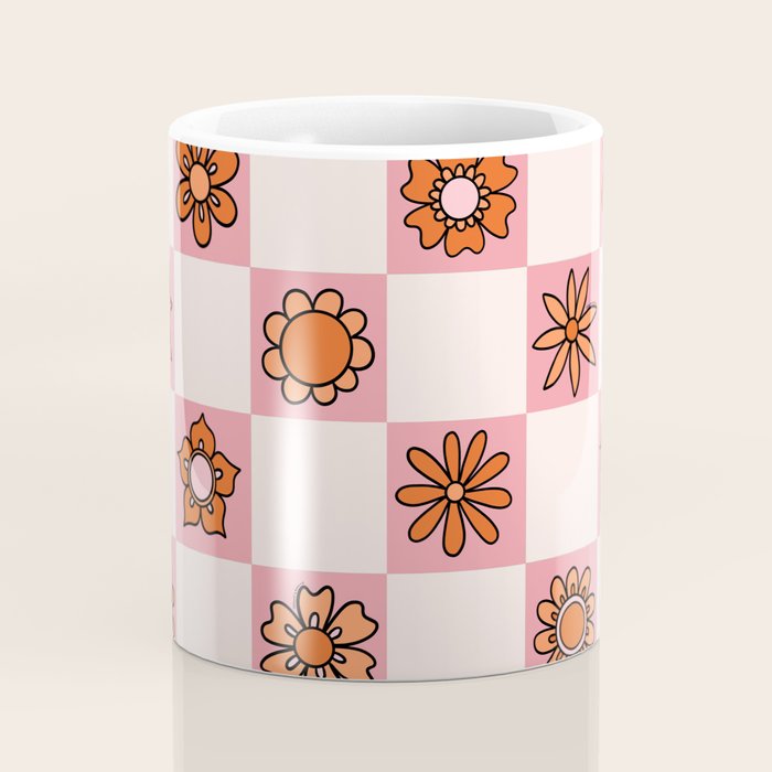 Fall Flower Print in Pink Coffee Mug Gallery Image 4