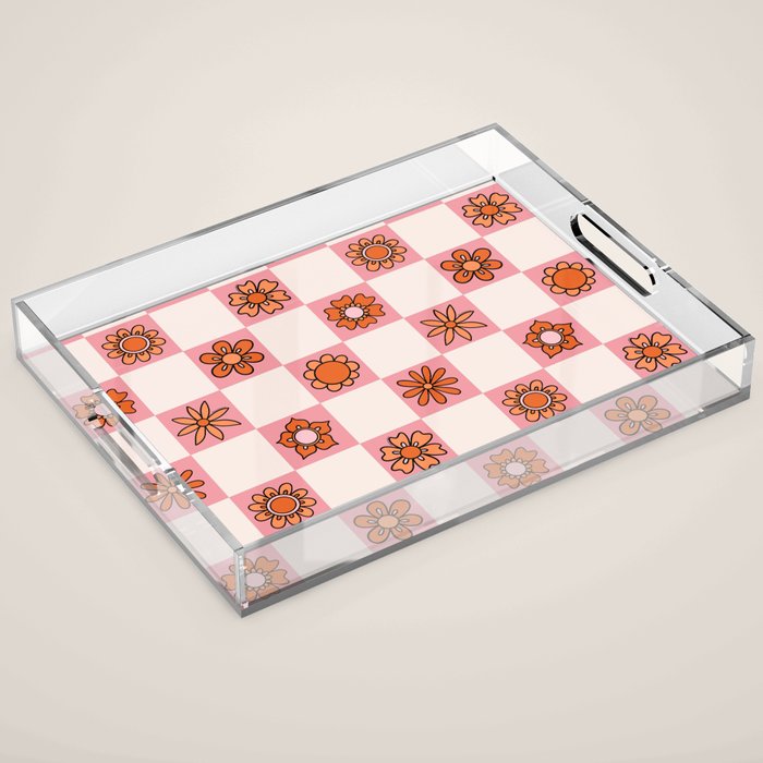 Fall Flower Print in Pink Acrylic Tray Gallery Image 1