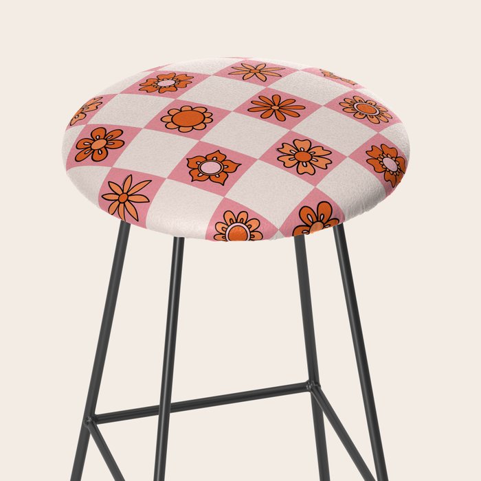 Fall Flower Print in Pink Stool Gallery Image 2