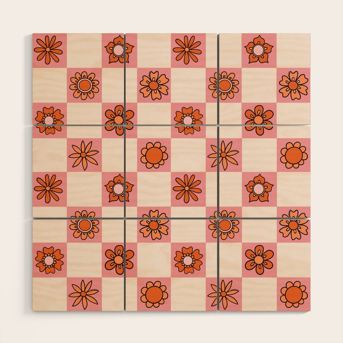 Fall Flower Print in Pink Wood Wall Art Gallery Image 1