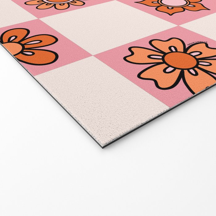 Fall Flower Print in Pink Welcome Mat Gallery Image 2
