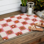 Fall Flower Print in Pink Outdoor Rug Gallery Image 2