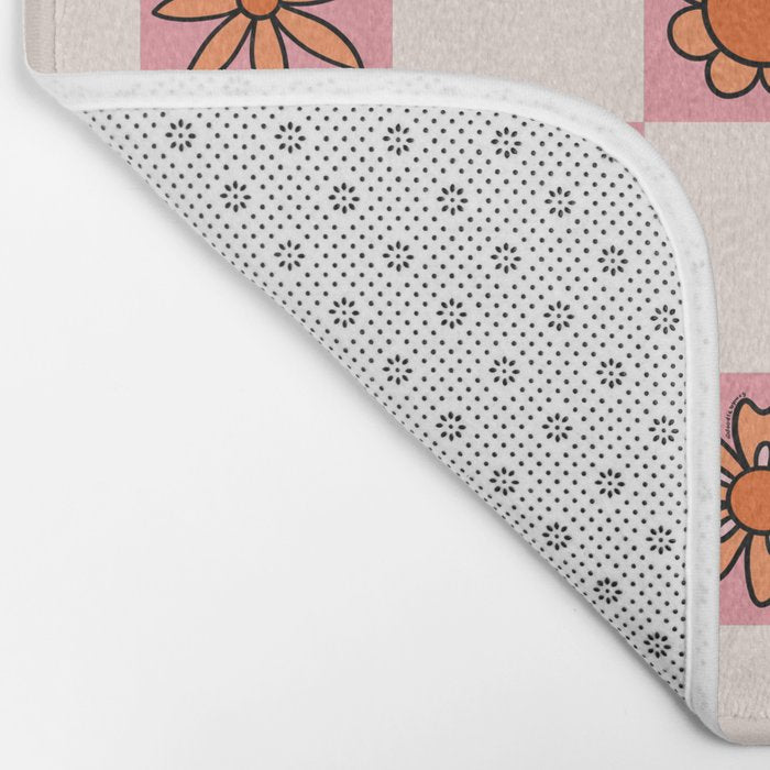 Fall Flower Print in Pink Bath Mat Gallery Image 2
