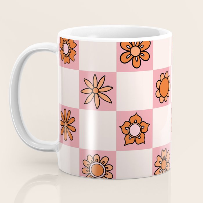 Fall Flower Print in Pink Coffee Mug Gallery Image 3