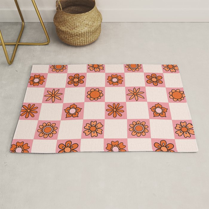 Fall Flower Print in Pink Rug Gallery Image 1