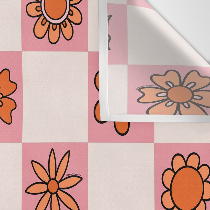 Fall Flower Print in Pink Wall Tapestry Gallery Image 3