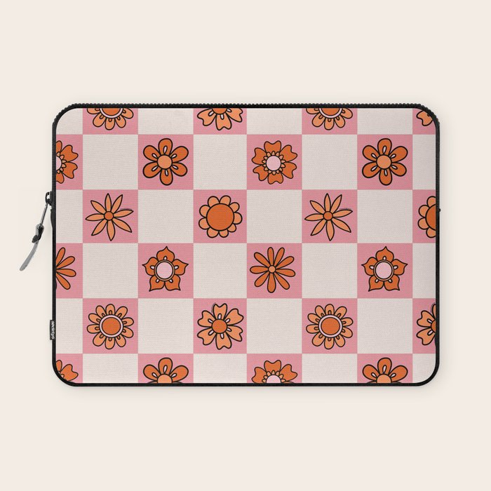 Fall Flower Print in Pink Laptop Sleeve Gallery Image 1