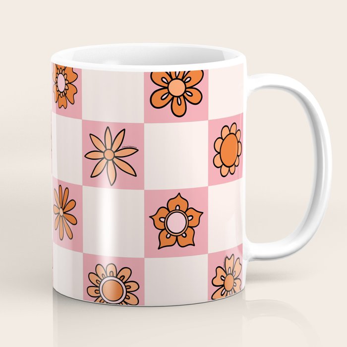 Fall Flower Print in Pink Coffee Mug Gallery Image 1