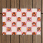Fall Flower Print in Pink Outdoor Rug Gallery Image 1