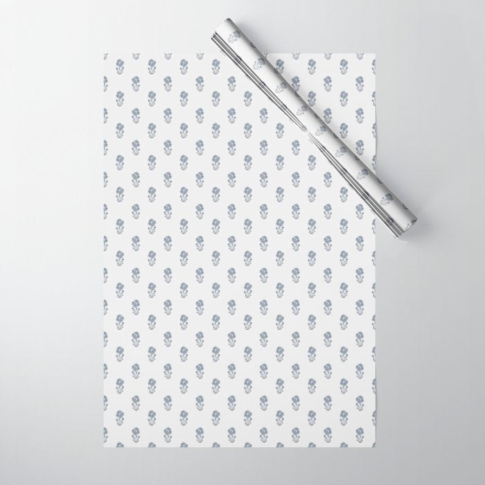 Hydrangea Block Print Wrapping Paper Gallery Image 1