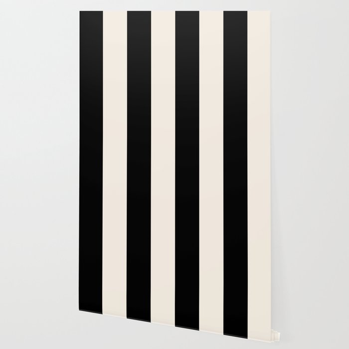 Black And Cream White Vertical Stripes Wallpaper Gallery Image 2