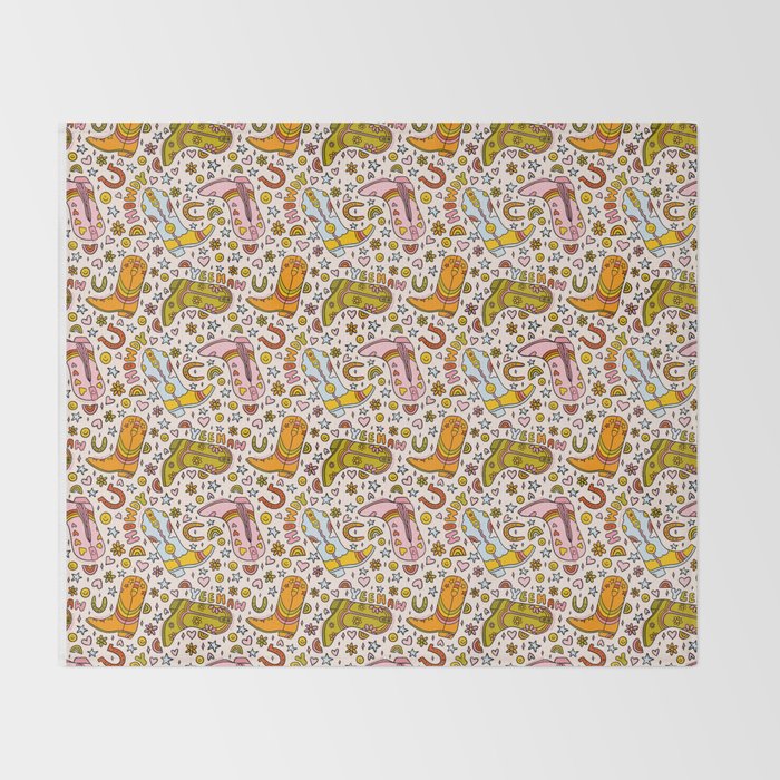 Rainbow Cowboy Boots Print Throw Blanket Gallery Image 2