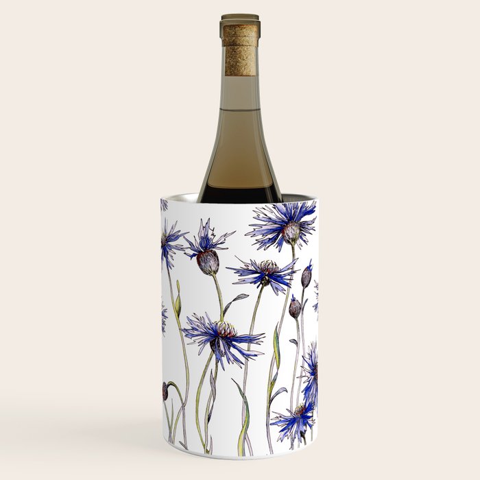 Blue Cornflowers, Illustration Wine Chiller Gallery Image 1