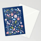 Dinosaur + Unicorn on Royal Blue Stationery Card Gallery Image 2