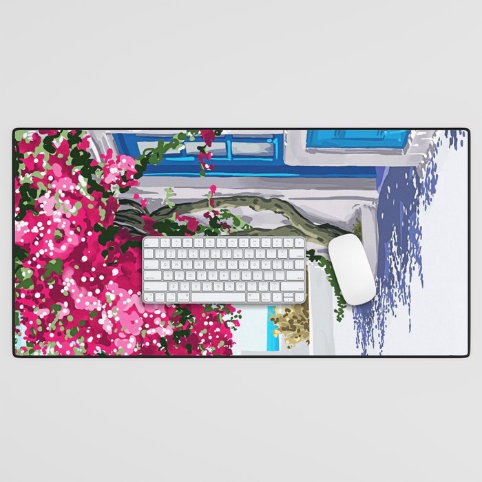 Better days are on their way | Greece Santorini Island Travel | Summer Architecture Positivity Desk Mat Gallery Image 1
