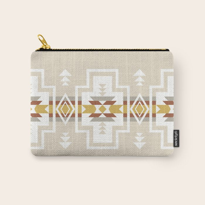 Aztec Stripes Beige Carry All Pouch Gallery Image 1