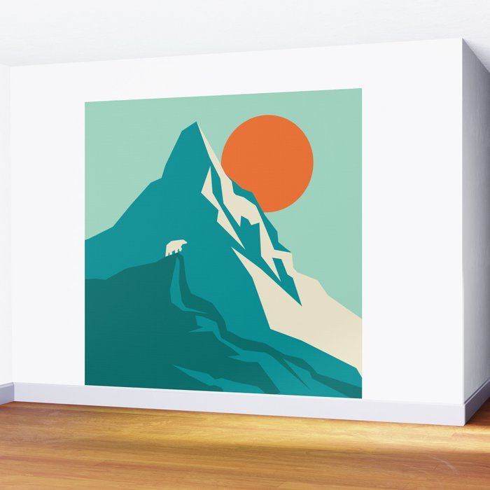As the sun rises over the peak Wall Mural Gallery Image 2